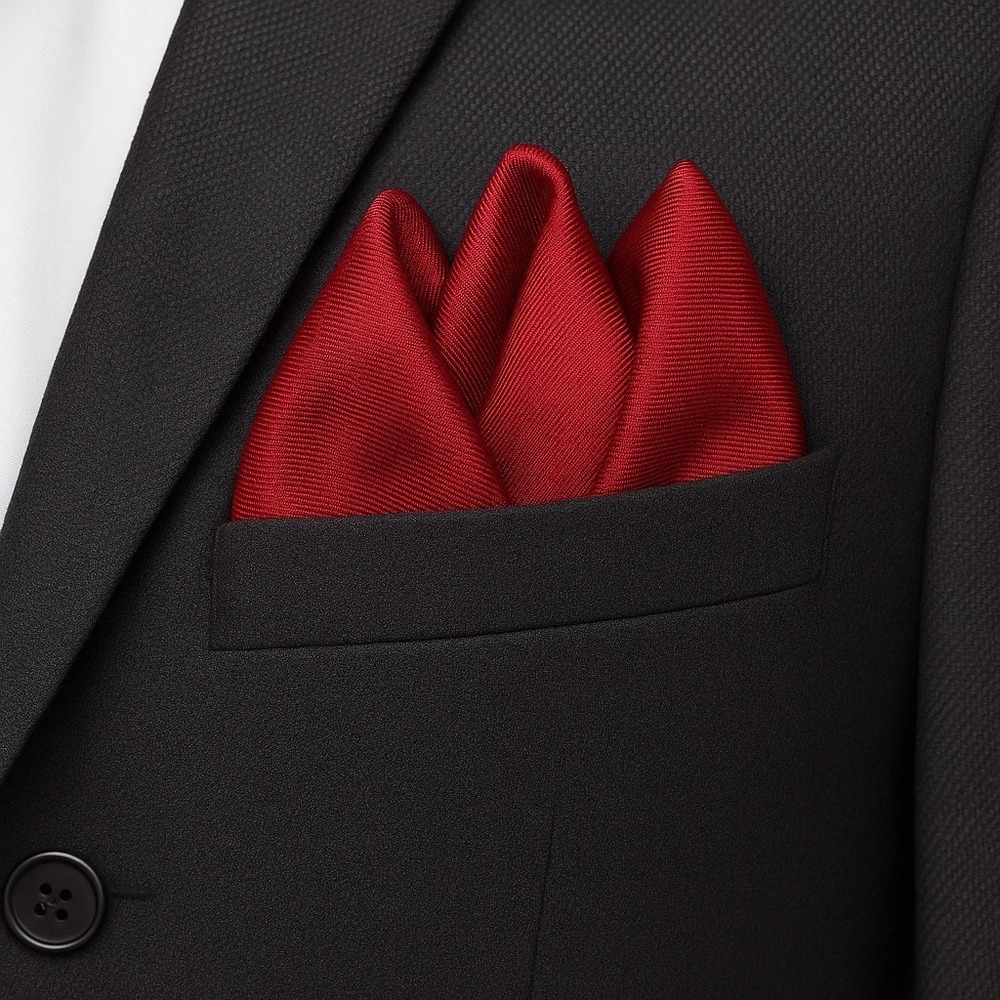 NWT 100% Silk John Williams 11.5" Pocket Square Dark Red Wedding Black Tie Event